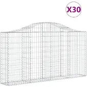 vidaXL Gabions avec arc surélevé 30pcs 200x30x100/120cm Fer galvanisé