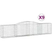 vidaXL Gabions avec arc surélevé 9 pcs. 400x50x80/100cm Fer galvanisé