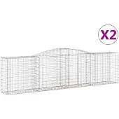 vidaXL Gabions avec arc surélevé 2 pcs. 400x50x100/120cm Fer galvanisé