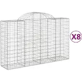 vidaXL Gabions avec arc surélevé 8 pcs. 200x50x120/140cm Fer galvanisé