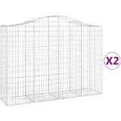 vidaXL Gabions avec arc surélevé 2 pcs. 200x50x140/160cm Fer galvanisé