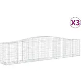 vidaXL Gabions avec arc surélevé 3 pcs. 400x50x80/100cm Fer galvanisé