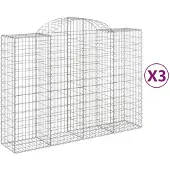vidaXL Gabions avec arc surélevé 3 pcs. 200x50x140/160cm Fer galvanisé