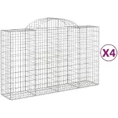 vidaXL Gabions avec arc surélevé 4 pcs. 200x50x120/140cm Fer galvanisé