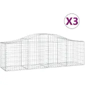vidaXL Gabions avec arc surélevé 3 pcs. 200x50x60/80 cm Fer galvanisé
