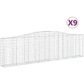 vidaXL Gabions avec arc surélevé 9 pcs. 400x30x100/120cm Fer galvanisé