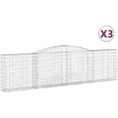 vidaXL Gabions avec arc surélevé 3 pcs. 400x30x100/120cm Fer galvanisé
