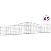 vidaXL Gabions avec arc surélevé 5 pcs. 400x30x60/80 cm Fer galvanisé