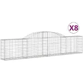 vidaXL Gabions avec arc surélevé 8 pcs. 300x30x60/80 cm Fer galvanisé