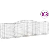 vidaXL Gabions avec arc surélevé 3 pcs. 400x50x100/120cm Fer galvanisé