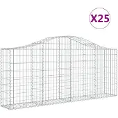 vidaXL Gabions avec arc surélevé 25 pcs. 200x30x80/100cm Fer galvanisé