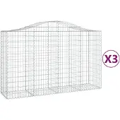 vidaXL Gabions avec arc surélevé 3 pcs. 200x50x120/140cm Fer galvanisé