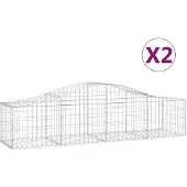 vidaXL Gabions avec arc surélevé 2 pcs. 200x50x40/60 cm Fer galvanisé
