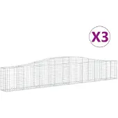 vidaXL Gabions 3 pcs voûtés 400x30x60/80 cm en fer