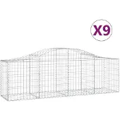 vidaXL Gabions 9 pcs voûtés 200x50x60/80 cm fer galvanisé