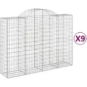 vidaXL Gabions avec arc surélevé 9 pcs. 200x50x140/160cm Fer galvanisé