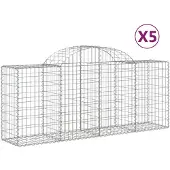 vidaXL Gabions avec arc surélevé 5 pcs. 200x50x80/100 cm Fer galvanisé