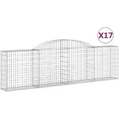 vidaXL Gabions avec arc surélevé 17 pcs. 300x30x80/100cm Fer galvanisé