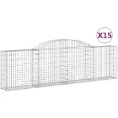 vidaXL Gabions avec arc surélevé 15 pcs. 300x30x80/100cm Fer galvanisé