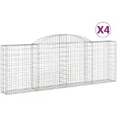 vidaXL Gabions avec arc surélevé 4 pcs. 300x30x100/120cm Fer galvanisé