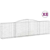 vidaXL Gabions avec arc surélevé 8 pcs. 400x30x100/120cm Fer galvanisé