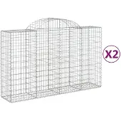 vidaXL Gabions avec arc surélevé 2 pcs. 200x50x120/140cm Fer galvanisé