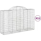 vidaXL Gabions avec arc surélevé 11pcs. 200x50x120/140cm Fer galvanisé