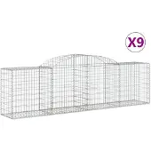 vidaXL Gabions avec arc surélevé 9 pcs. 300x50x80/100 cm Fer galvanisé