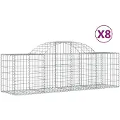vidaXL Gabions avec arc surélevé 8 pcs. 200x50x60/80 cm Fer galvanisé