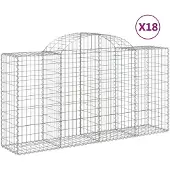 vidaXL Gabions avec arc surélevé 18 pcs 200x50x100/120cm Fer galvanisé