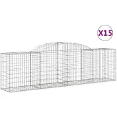 vidaXL Gabions avec arc surélevé 15 pcs. 300x50x80/100cm Fer galvanisé