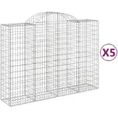 vidaXL Gabions avec arc surélevé 5 pcs. 200x50x140/160cm Fer galvanisé