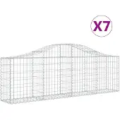 vidaXL Gabions avec arc surélevé 7 pcs. 200x30x60/80 cm Fer galvanisé