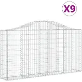 vidaXL Gabions avec arc surélevé 9 pcs. 200x30x100/120cm Fer galvanisé