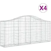 vidaXL Gabions avec arc surélevé 4 pcs. 200x30x80/100 cm Fer galvanisé