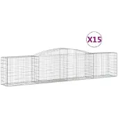 vidaXL Gabions avec arc surélevé 15 pcs. 400x50x80/100cm Fer galvanisé
