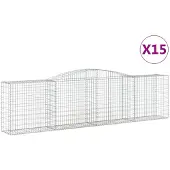 vidaXL Gabions avec arc surélevé 15 pcs 400x50x100/120cm Fer galvanisé