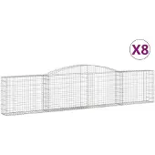 vidaXL Gabions avec arc surélevé 8 pcs. 400x30x80/100cm Fer galvanisé