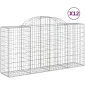 vidaXL Gabions avec arc surélevé 12 pcs 200x50x100/120cm Fer galvanisé