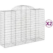 vidaXL Gabions avec arc surélevé 2 pcs. 200x50x140/160cm Fer galvanisé