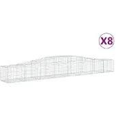 vidaXL Gabions avec arc surélevé 8 pcs. 400x50x40/60cm Fer galvanisé