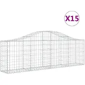 vidaXL Gabions avec arc surélevé 15 pcs. 200x30x60/80 cm Fer galvanisé