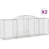 vidaXL Gabions avec arc surélevé 2 pcs. 300x50x100/120cm Fer galvanisé