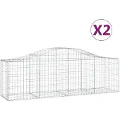 vidaXL Gabions 2 pcs voûtés 200x50x60/80 cm fer galvanisé