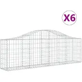 vidaXL Gabions avec arc surélevé 6 pcs. 200x30x60/80 cm Fer galvanisé