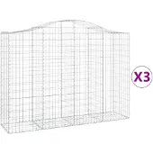 vidaXL Gabions avec arc surélevé 3 pcs. 200x50x140/160cm Fer galvanisé