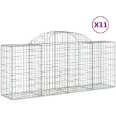 vidaXL Gabions avec arc surélevé 11 pcs. 200x50x80/100cm Fer galvanisé