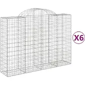 vidaXL Gabions avec arc surélevé 6 pcs. 200x50x140/160cm Fer galvanisé