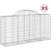 vidaXL Gabions avec arc surélevé 5 pcs. 200x50x100/120cm Fer galvanisé