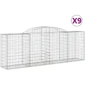 vidaXL Gabions avec arc surélevé 9 pcs. 300x50x100/120cm Fer galvanisé